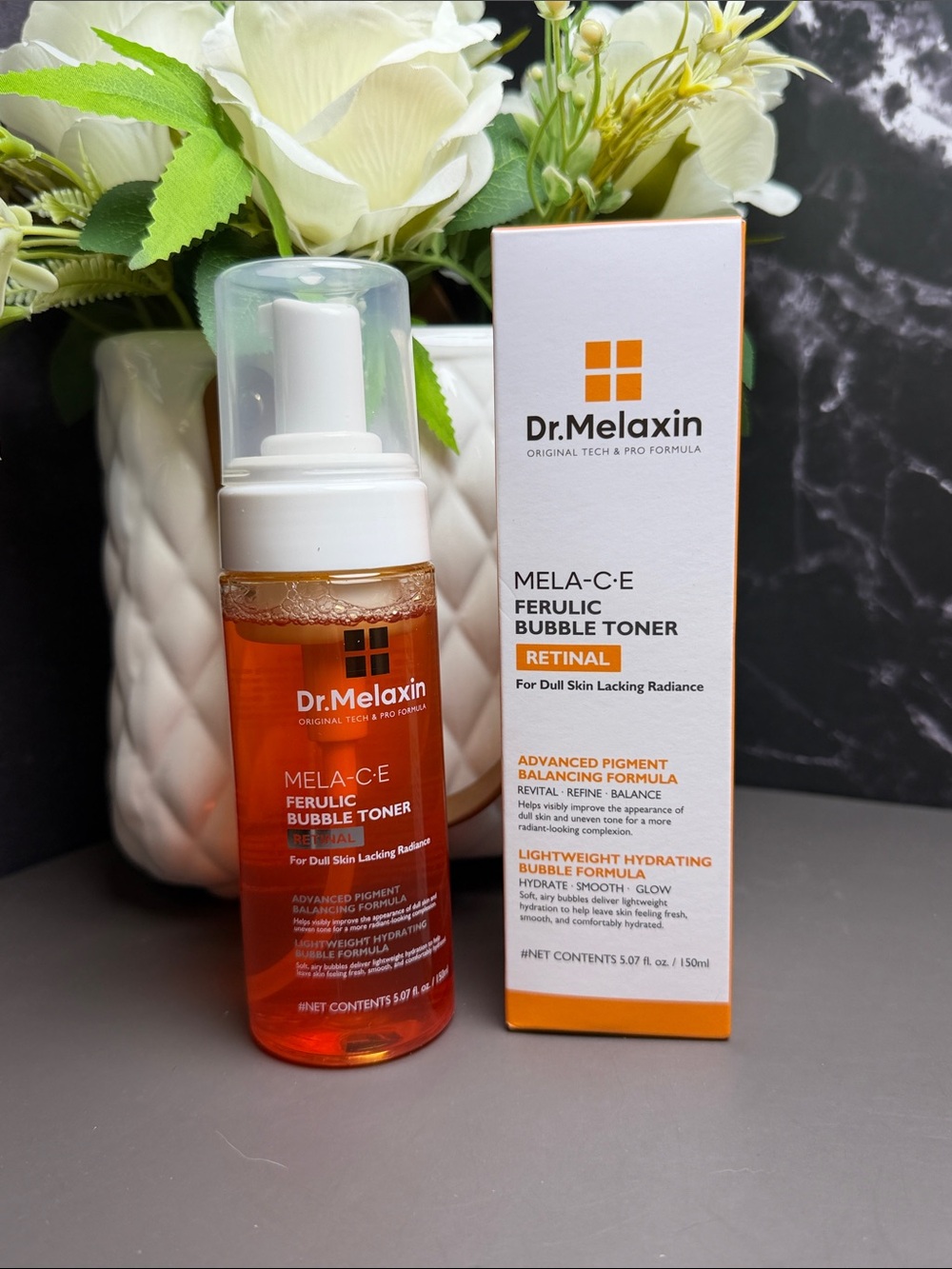 Dr. Melaxin Mela-C-E Ferulic Bubble Toner — Orange Hydrating Toner